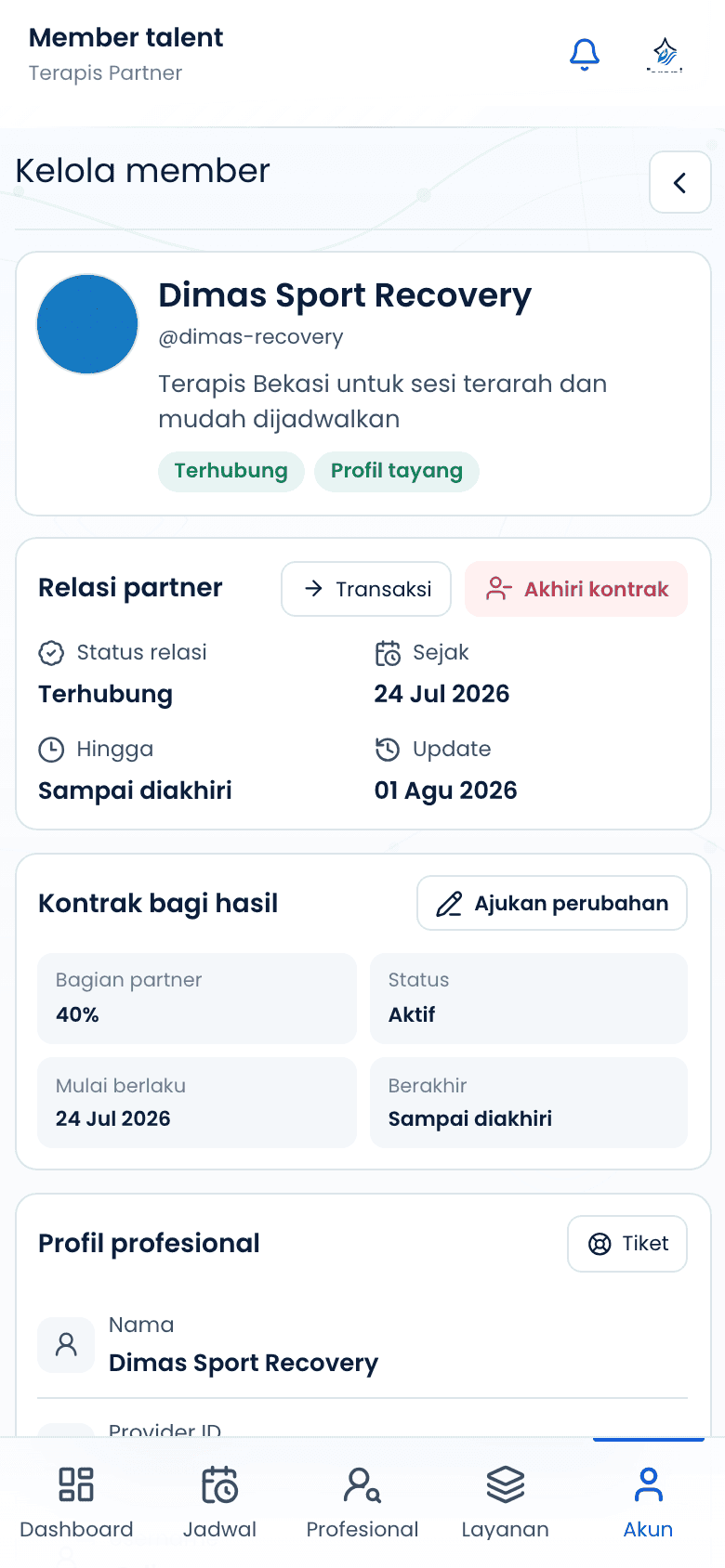 Detail kontrak member roster