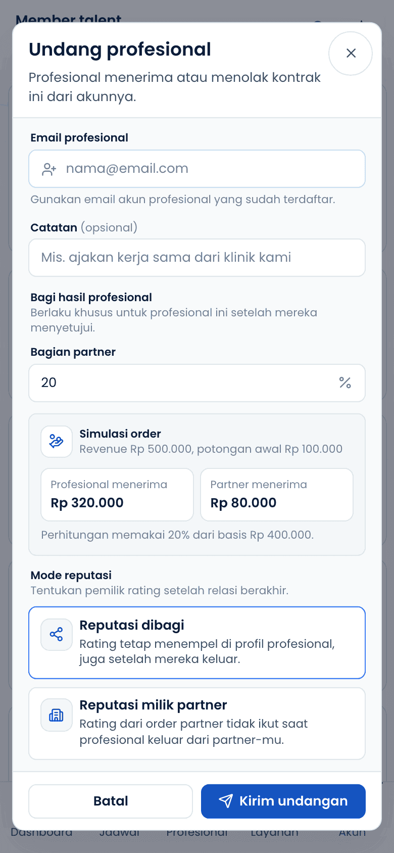 Formulir undangan member baru